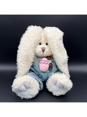 Silly Wabbit Rabbit Plush Bunny Easter Egg Overalls Patch Stuffed Animal 9"